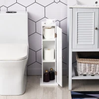 HOMCOM Small Toilet Paper Cabinet, Bathroom Corner Cabinet with Doors and Shelves for Paper Shampoo, White(m-2)