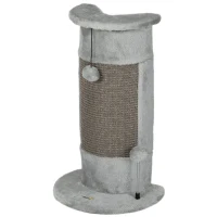 PawHut 23" Cat Scratching Post with Covered Plush, Play Balls, for Indoor Cats, Grey(m-2)