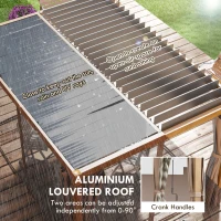 Outsunny 10' x 13' Outdoor Retractable Pergola w/ Sun Shade Aluminum Louvered Top, Pergola w/ Canopy, Curtains, Netting, Natural(m-4)