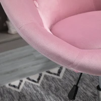 HOMCOM Modern Makeup Vanity Chair Round Tufted Swivel Accent Chair with Chrome Frame Height Adjustable for Living Room, Bedroom Pink(m-8)