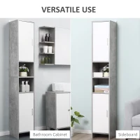 kleankin 71" Tall Bathroom Storage Cabinet, Narrow Bathroom Cabinets with 2 Doors and 6-tier Shelving, Grey(m-9)