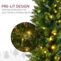 HOMCOM 6' Tall Pre-Lit Slim Noble Fir Artificial Pencil Christmas Tree with 200 Warm White LED Lights and 390 Tips, for Christmas Decoration, Green(m-5)
