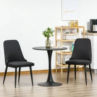 HOMCOM Modern Dining Chair Set of 2, Fabric Upholstered Side Chairs for Kitchen Living Room with Metal Legs, Black(m-4)