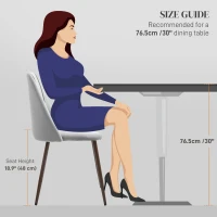 HOMCOM Upholstered Dining Chairs Set of 6, Velvet Accent Chair with Back and Wood-grain Steel Leg for Kitchen, Grey(m-7)