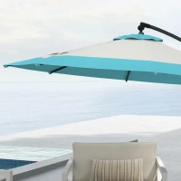 Outsunny 10 FT Cantilever Umbrella, Round Hanging Offset Umbrella with Crank, Tilt and Cross Base for Garden, Backyard, Blue(m-9)
