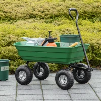 Outsunny Steel Garden Cart with Handle and 10" Pneumatic Tires, Utility Wagon Cart for Garden, Patio, Lawn, 551 lbs Capacity(m-1)