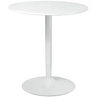 HOMCOM Modern Kitchen Table for 2, Round Dining Table with Steel Base for Living Room, Dining Room, White(m-2)