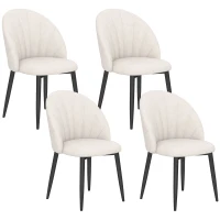 HOMCOM Modern Dining Chairs Set of 4, Upholstered Dining Room Chairs with Metal Legs, Shell Backrest, Padded Seat, Cream White(m-11)