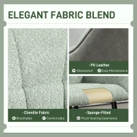 HOMCOM Accent Chair with Foot Pads, Living Room Chair with Chenille Fabric Front and PU Back, Green(m-4)