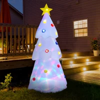 HOMCOM 8ft Christmas Inflatable Glowing Christmas Tree, Outdoor Blow-Up Yard Decoration with LED Lights Display(m-2)