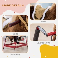 Qaba Kids Spring Rocking Horse, Ride on Horse for Girls and Boys with Animal Sounds, Plush Horse Ride-on with Soft Feel, Interactive Toy for Kids(m-6)