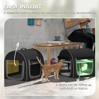 PawHut 39" Portable Soft 2 Sided Pet Cat Carrier with Divider, Two Compartment, Soft Cushions, & Storage Bag, Black(m-6)