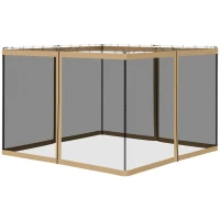 Outsunny Replacement Mesh Sidewall Netting for 10' x 10' Gazebos and Canopy Tents with Zippers, (Sidewall Only) Beige(m-8)