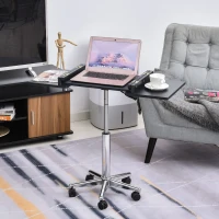 HOMCOM Mobile Laptop Computer Desk Expandable Home Office Table Workstation with Wheels(m-8)