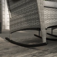 Outsunny 2 Piece Outdoor Wicker Rocking Chairs, Rattan Rockers with Cushions, Steel Frame for Patio, Garden, Backyard, Gray(m-8)