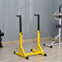 Soozier Dip Station, Body Press Parallel Bar with 10 Adjustable Height, Home Gym Workout Trainer Dip Bar, Yellow(m-8)