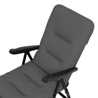 Outsunny Outdoor Lounge Chair with Padded Cushion, Folding Reclining Patio Garden Chair with Recline Back, Footrest, for Poolside, Patio, Light Grey(m-10)