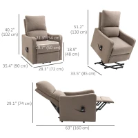 HOMCOM Electric Lift Recliner Chair Rising Power Chaise Lounge Fabric Sofa with Remote Control & Side Pocket for Living Room, Brown(m-3)