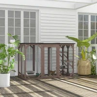 PawHut Catio Outdoor Cat Enclosure, Indoor Cat Cage, Pet House, Small Animal Hutch for Rabbit, Kitten, Kitty Crate Kennel with Waterproof Roof, Multi-Level Platforms, Lock, Camel(m-1)