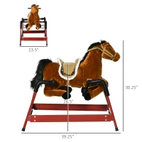Qaba Kids Spring Rocking Horse, Ride on Horse for Girls and Boys with Animal Sounds, Plush Horse Ride-on with Soft Feel, Interactive Toy for Kids(m-3)
