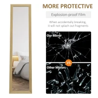 HOMCOM 15" x 62" Full Length Mirror for Bedroom, Free Standing Dressing Mirror, Wall Mirror for Living Room, Oak(m-7)