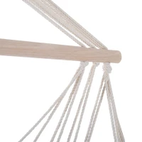 Outsunny Patio Hammock Chair, Portable Hanging Cotton Rope Hammock Swing Chair Sleeping Bed Seat with Footrest for Outdoor Garden Yard Camping Red(m-9)