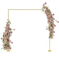 Outsunny 10FT x 10FT Wedding Arch Backdrop Stand, Metal Garden Balloon Arch Stand for Birthday Party, Bridal Shower, Graduation, Ceremony, Banquet Decorations, Gold(m-11)