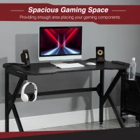 HOMCOM 47" Gaming Desk, Home Office Computer Table Workstation with Cup Holder, Headphone Hook, Black(m-4)
