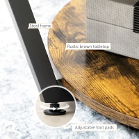 HOMCOM 2-Tier Round Coffee Table with Storage Shelf, Industrial Center Table with Steel Frame for Living Room, Rustic Brown(m-6)