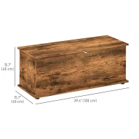HOMCOM 39.5" Storage Chest with 2 Safety Hinges, Storage Box Organizer with Flip-Top Lid, Entryway Storage Bench, Rustic Brown(m-3)