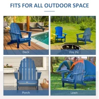 Outsunny Folding Adirondack Chair, HDPE Fire Pit Chair, Weather Resistant Outdoor Chair for Patio, Garden, Backyard, Lawn, Blue(m-8)