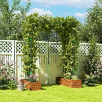 Outsunny Garden Arch Trellis, 8 FT Tall Metal Plant Trellis Support with Climbing Net, Cucumber Trellis for Climbing Plants(m-10)