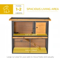 PawHut Wooden Rabbit Hutch Metal Frame Small Animal Habitat with No Leak Tray, Asphalt Openable Roof,Ramp and Lockable Door for Rabbits, Chickens, Ducks, Outdoor Light Yellow(m-4)