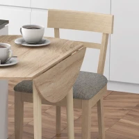 HOMCOM Folding Dining Table, Round Drop Leaf Kitchen Table for Small Spaces with Wood Legs, Oak Color(m-9)