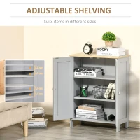 HOMCOM Buffet Cabinet with Storage, Modern Bathroom Floor Cabinet, Sideboard Buffet with 2 Adjustable Shelves and 2 Doors for Kitchen, Living Room, Dining Room, Gray(m-5)