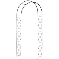 Outsunny Vintage Style Garden Arch, 7.5FT Patio Outdoor Arbor Metal Trellis Support For Vines, Climbing Plants Decoration, Black(m-12)