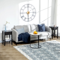 HOMCOM Side Table Set of 2, End Tables with Drawer and Bottom Shelf, 2-tier Nightstand for Bedroom, Living Room, Black