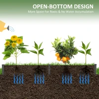 Outsunny Garden Bed with 2 Planter Box and Non-woven Fabric Liner for Backyard, Patio, 96" x 24" x 10", Grey(m-5)