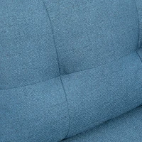HOMCOM 55" Loveseat Sofa, Linen Love Seat w/ S spring, Steel Legs and Button Tufting, Small Couch for Living Room, Dark Blue(m-10)
