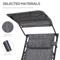 Outsunny Outdoor Zero Gravity Reclining Lounger Chair with Canopy Shade, Side Tray, Cupholder, Dark Grey(m-5)