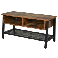 HOMCOM Industrial TV Stand, TV Console Table for TV up to 45'' Flat Screen, Entertainment Center for Living Room, Bedroom, Rustic Brown(m-15)