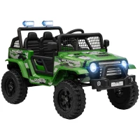 Qaba 12V Ride on Car, Ride on Truck w/ Remote, 4 Suspension Wheels, 3 MPH Max Speed, Music, Horn & Lights, Green(m-11)