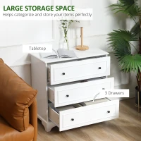 HOMCOM 3-Drawer Dresser Tower Storage Cabinet, Chest of Drawers for Bedroom, Hallway, Living Room and Bathroom, White(m-5)