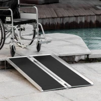 HOMCOM 4ft Wheelchair Ramp Scooter Mobility Non-Skid PVC Layering Portable Foldable Aluminum(m-7)