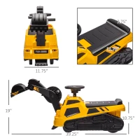 Aosom 3 in 1 Ride on Excavator Bulldozer with Music, Yellow(m-3)