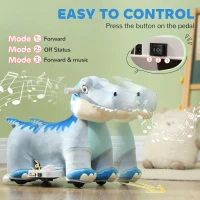 Qaba 6V Kids Electric Ride on Animal Tyrannosaurus with Music Forward for Aged 18-36 Months, Blue(m-6)