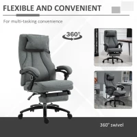 Vinsetto High-Back Massage Office Chair, Swivel Reclining Chair with 2-Point Vibration Removable Headrest, USB Power and Adjustable Height, Grey(m-7)