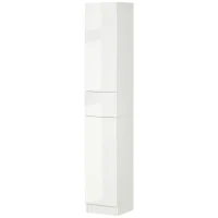 kleankin Tall Bathroom Cabinet, Narrow Bathroom Storage Cabinet with Doors, Drawer and Adjustable Shelves, High Gloss White(m-11)