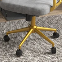 Vinsetto Velvet Office Desk Chair Button Tufted Vanity Chair with Swivel Wheels, Adjustable Height and Tilt Function, Grey(m-10)