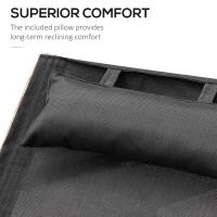 Outsunny Outdoor Chaise Wood Lounge Chair with Pillow, Armrests, Breathable Sling Mesh and Comfortable Curved Design for Patio, Deck, and Poolside(m-4)